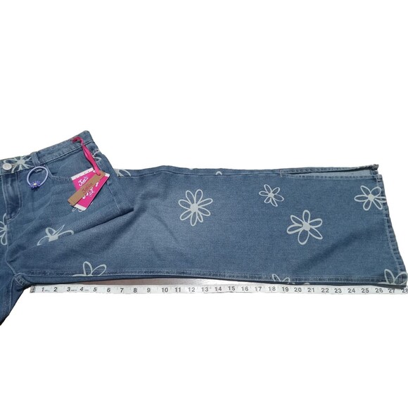 Justice Blue Kids Jeans with White Floral Pattern - Picture 7 of 7